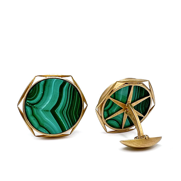 Malachite Cufflinks by Eve Streicker (Gold & Stone Cuff Links) | Artful Home