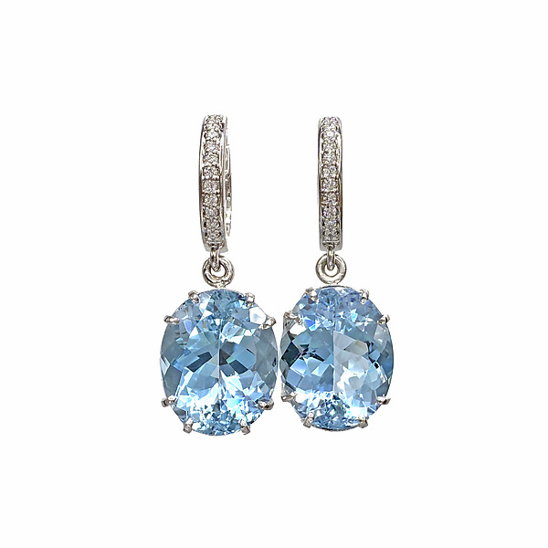 Aquamarine Aqueduct Earrings by Eve Streicker (Platinum & Stone Earrings) | Artful Home