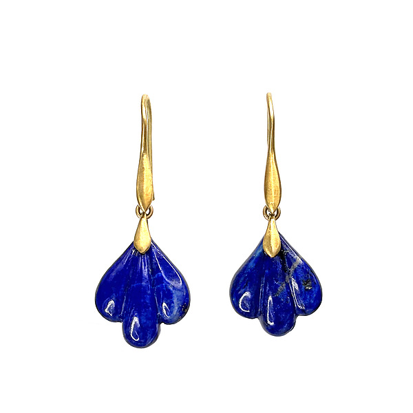 Lapis Carved Earrings by Eve Streicker (Gold & Stone Earrings) | Artful Home
