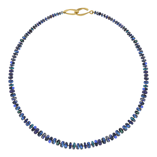 Blue Australian Opal Candy Necklace by Eve Streicker (Gold & Stone Necklace)