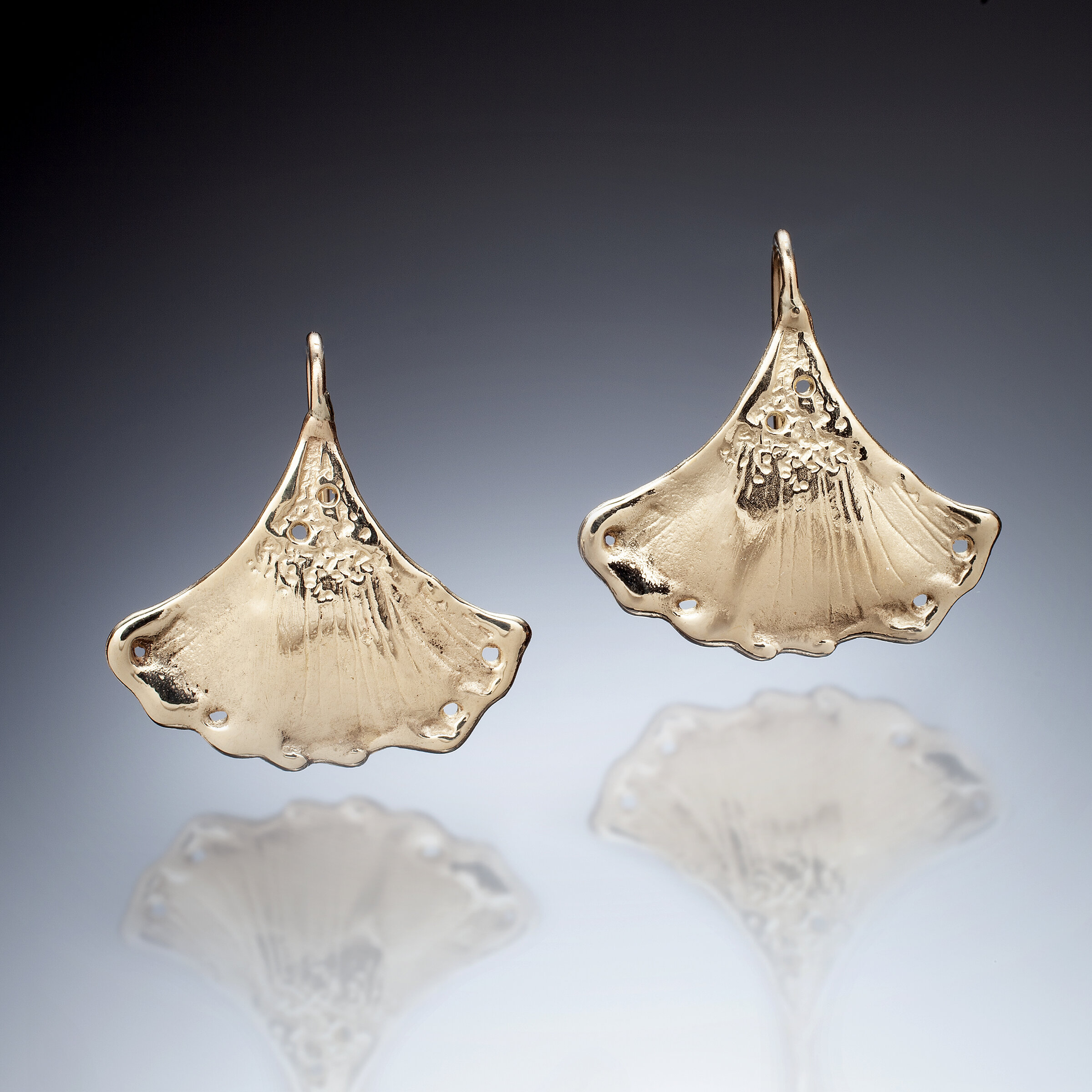 Ginkgo Leaf Earrings by Mary Elwyn (Silver & Gold Earrings