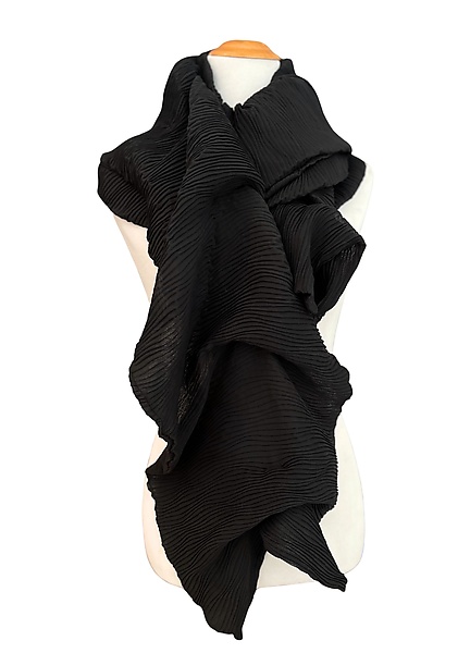 Double Weave Scarf in Black and White by Muffy Young (Silk