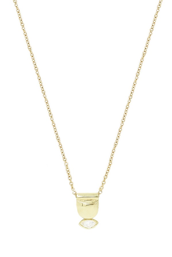 Recycled White Diamond Rhea Necklace by Avery Oatman (Gold & Stone Necklace) | Artful Home