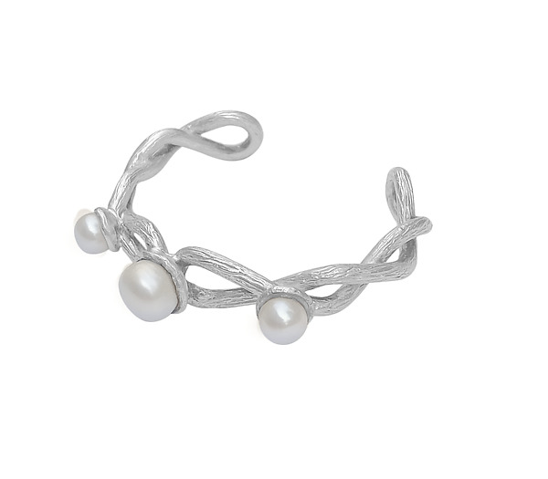 Pearls Silver Cuff by Sandrine Valentine (Silver & Stone Bracelet) | Artful Home