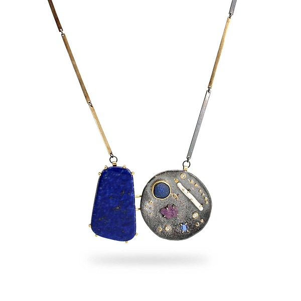 Lapis Collage Necklace by Joanna Gollberg (Gold, Silver, Pearl & Stone Necklace) | Artful Home