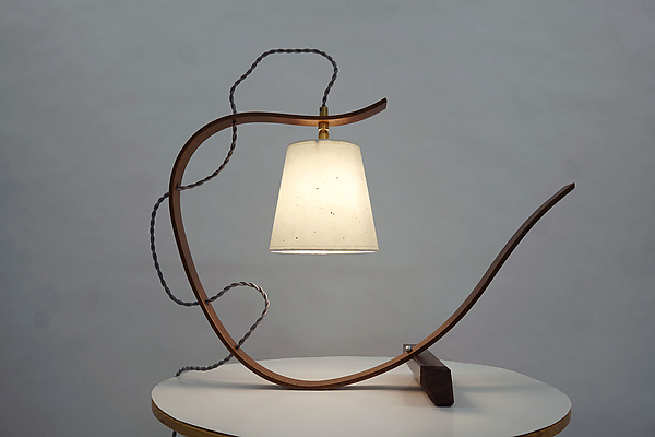 Bent Table Lamp in Walnut by Geoff McKonly (Wood Table Lamp)