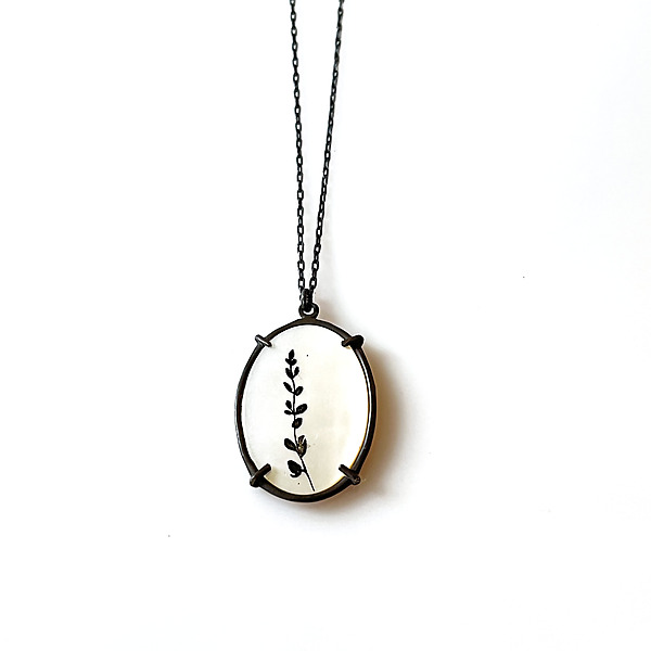 Leaf Stem Pendant by Kelly Jean Conroy (Mother-of-Pearl Necklace) | Artful Home