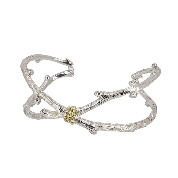 Criss-Cross Cuff by Micky Roof (Gold & Silver Bracelet) | Artful Home
