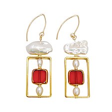 Art Pearl Earrings by Araceli Concordia (Gold & Pearl Earrings)