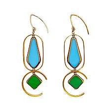 Pastel Blue and Green Art Deco Earrings by Araceli Concordia (Glass Bead Earrings)