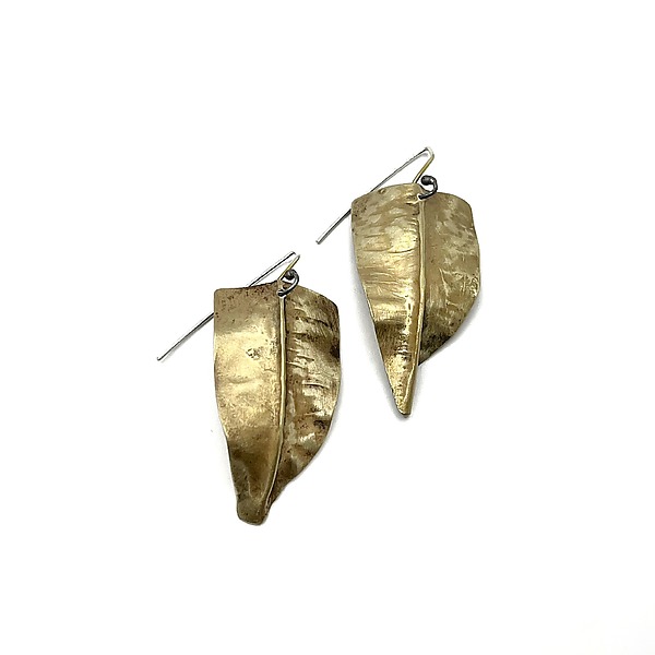 Shield Earrings No. 3890 by Roxy Lentz (Brass Earrings) | Artful Home