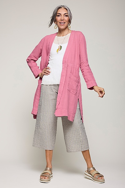 Linen Jacquard V Neck Jacket by Fenini (Woven Jacket