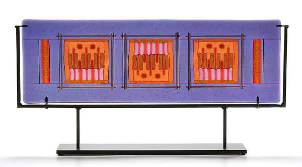 Orange Lavender 3 Square by Lynn Latimer (Art Glass Sculpture) | Artful Home