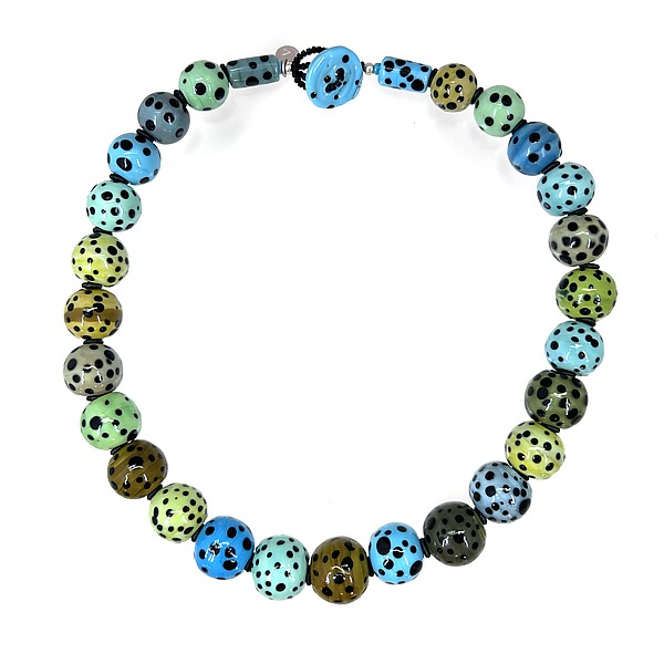Greenie Dalmatian Necklace IV by Barbara Becker Simon (Art Glass Necklace) | Artful Home