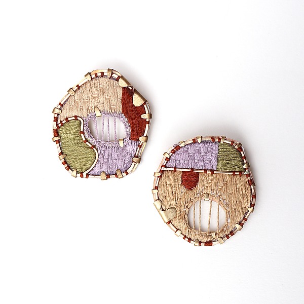 Embroidered Earrings VII by Nanette Pengelley (Mixed-Media Earrings) | Artful Home