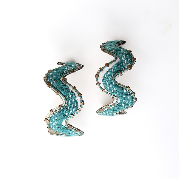 Embroidered Earrings V by Nanette Pengelley (Mixed-Media Earrings) | Artful Home