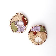 Embroidered Earrings VII by Nanette Pengelley (Mixed-Media Earrings)