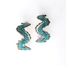 Embroidered Earrings V by Nanette Pengelley (Mixed-Media Earrings)