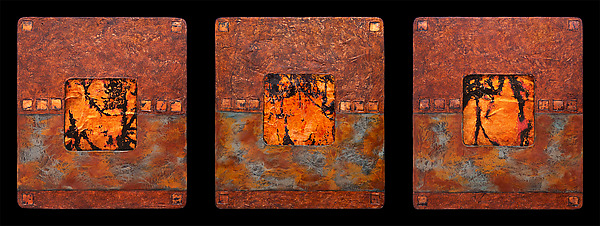 Earth and Fire: Sage S Triptych by Kara Young (Mixed-Media Wall sculpture) | Artful Home