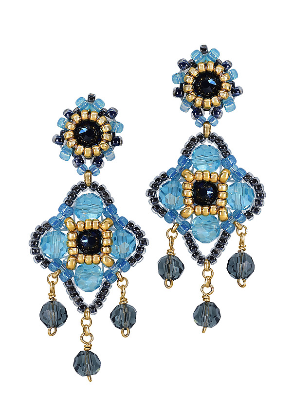 Ocean Blue Petite Clover Earrings by Miguel Ases Jewelry (Beaded Earrings) | Artful Home