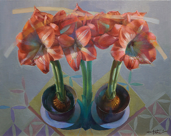 Amaryllis Duo by Cathy Locke (Oil Painting) | Artful Home