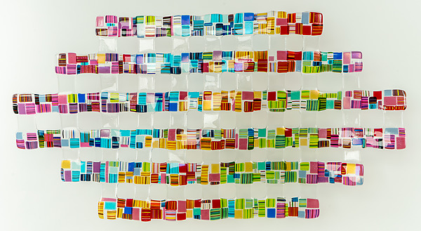 Oval Retro Mesh in Jewel Tones by Renato Foti (Art Glass Wall Sculpture) | Artful Home