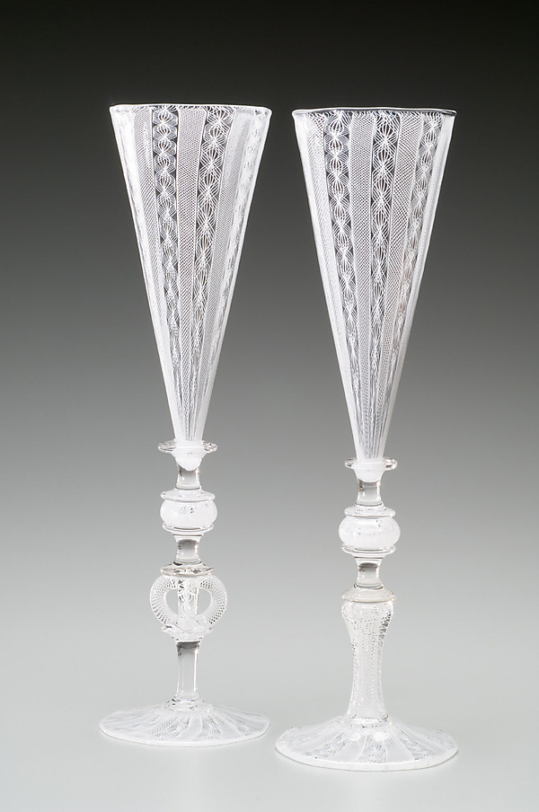 White Cane Wedding Goblets by Kenny Pieper (Art Glass Drinkware) | Artful Home