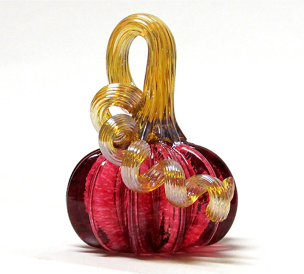 Miniature Ruby Pumpkin by Ken Hanson and Ingrid Hanson (Art Glass Pumpkin) | Artful Home