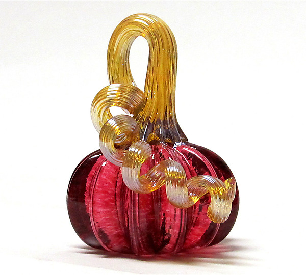 Miniature Ruby Pumpkin by Ken Hanson and Ingrid Hanson (Art Glass Sculpture) | Artful Home