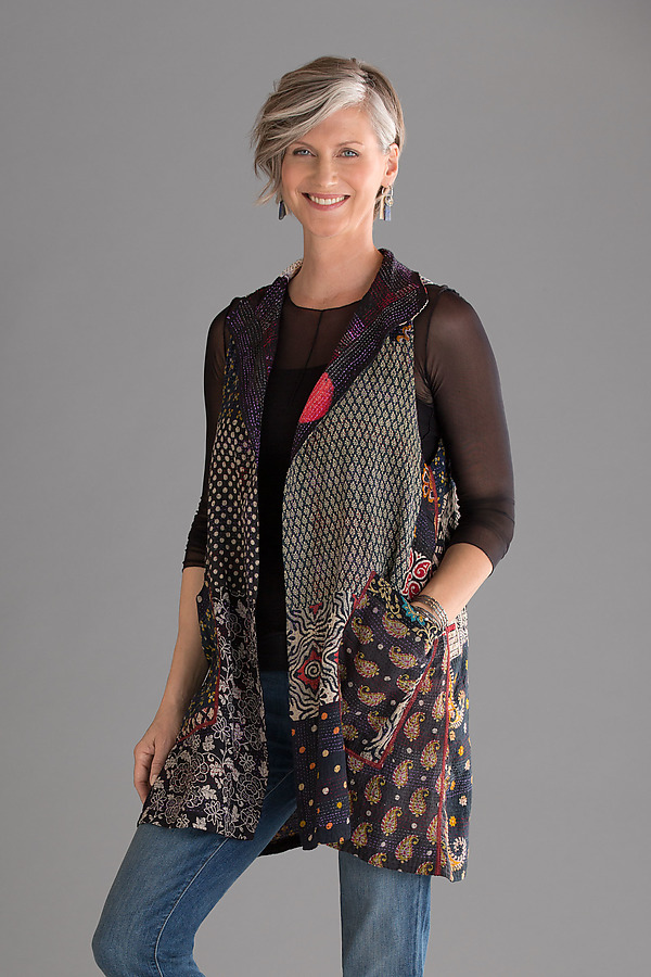 新品＊未使用＊UN3D BIG COLLAR FABRIC MIX VEST UN3D FABRIC MIX VEST