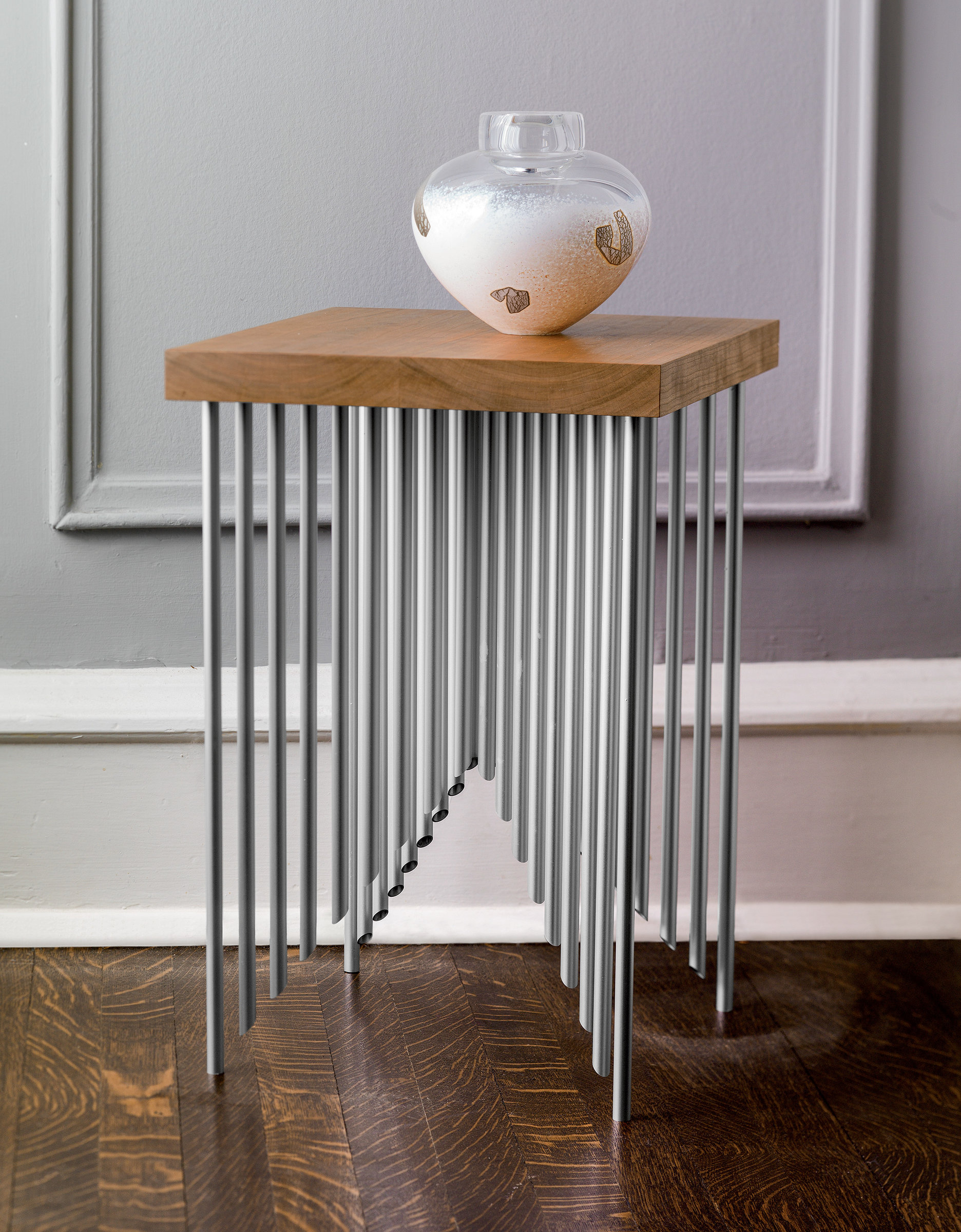 Pyramid Side Table by Carol Jackson (Wood & Metal Side Table