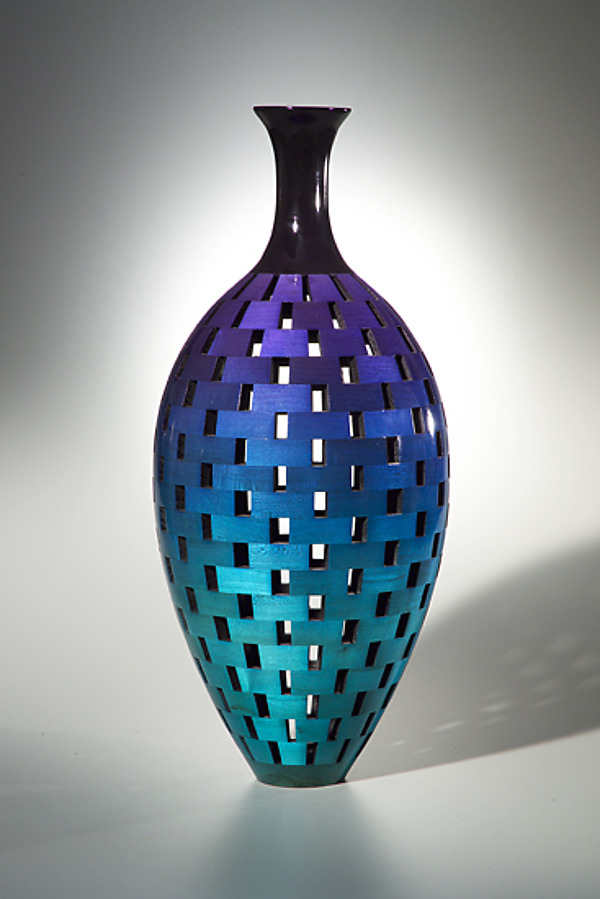 Blue Teal Bottle by Joel Hunnicutt (Wood Sculpture) | Artful Home