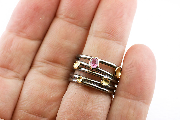 Gemstone Tornado Lichen Ring by Renee Ford (Gold, Silver