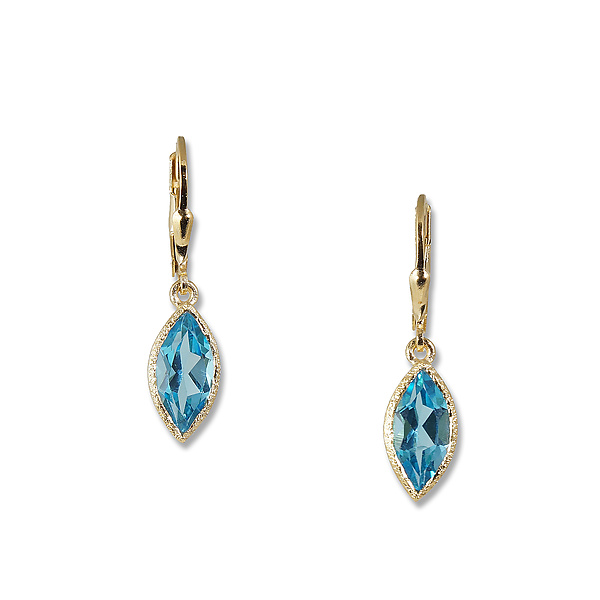 Gold Blue Topaz Marquise Earrings II by Suzanne Q Evon (Gold & Stone Earrings) | Artful Home