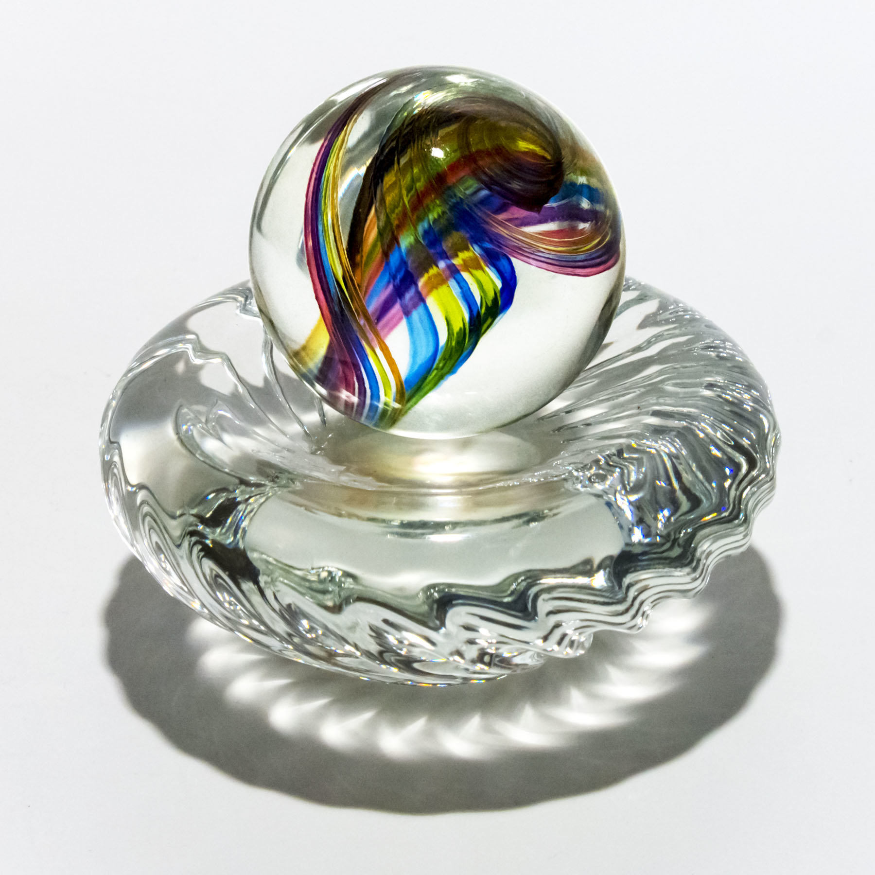 Marble on 24 Rib Twisted Dish by Michael Trimpol and Monique