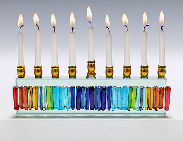 Rainbow Icicle Menorah by Alicia Kelemen (Art Glass Menorah) | Artful Home